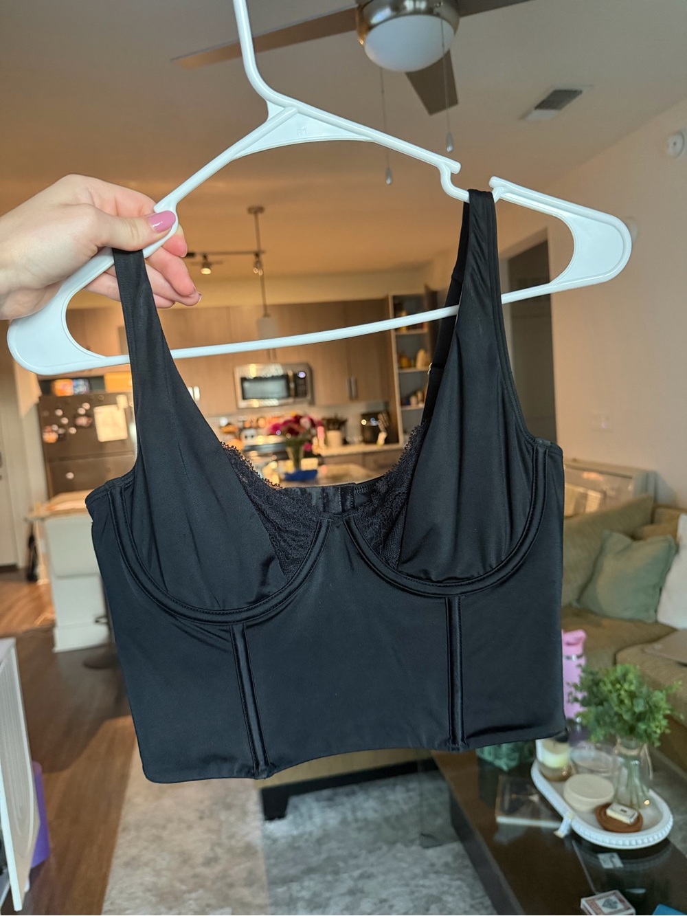 Abercrombie & Fitch Black Longline Lace-Trim Bralette Tank